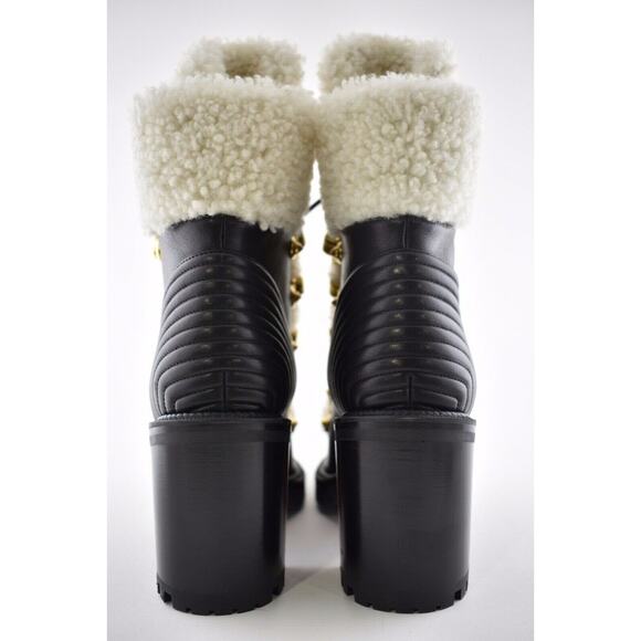 Christian Louboutin Yetita 70 Black Calf Leather Shearling Heel Combat Boot 36 - Picture 11 of 12